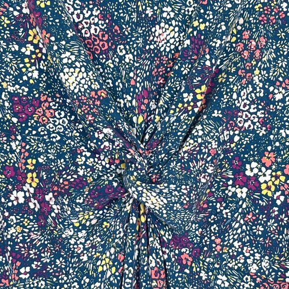 LANDS' END FLORAL PRINT 3/4 SLEEVE FIT AND FLARE DRESS - Picture 3 of 8